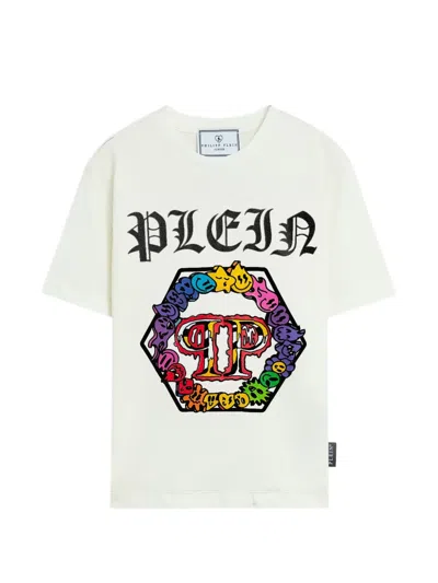 Philipp Plein Junior Kids' Logo Graphic T-shirt In White