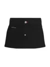 Philipp Plein Junior Logo-patch Denim Skirt In Black
