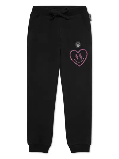 Philipp Plein Junior Kids' Logo-patch Elasticated-waist Track Pants In Black