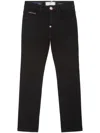 Philipp Plein Junior Logo-patch Five-pocket Straight-leg Jeans In Black
