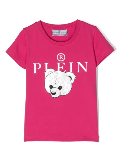 Philipp Plein Junior Kids' Logo-print Cotton Shirt In Pink