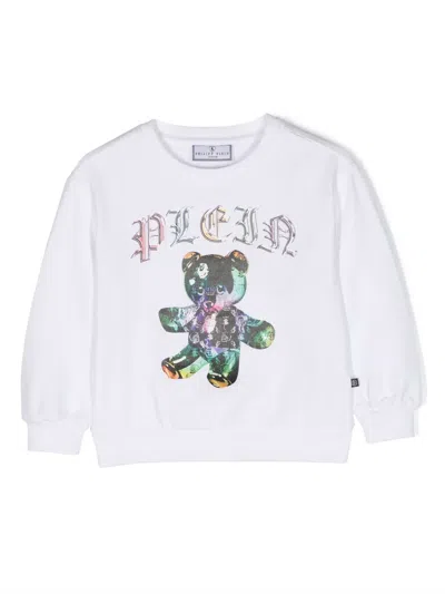 Philipp Plein Junior Kids' Logo-print Cotton Sweatshirt In White