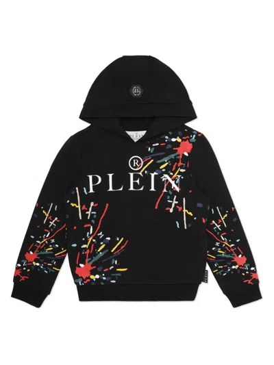 Philipp Plein Junior Kids' Logo-print Hoodie In Black
