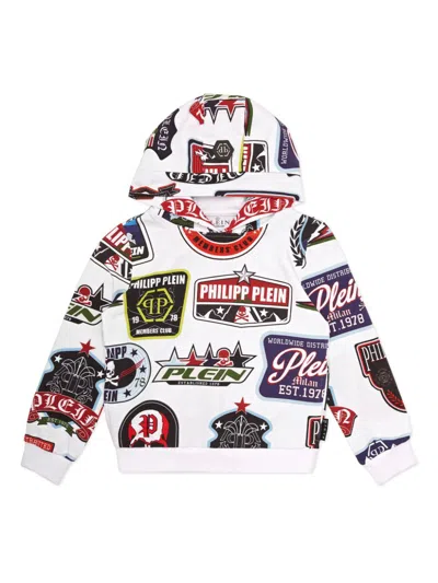 Philipp Plein Junior Kids' Logo-print Hoodie In White