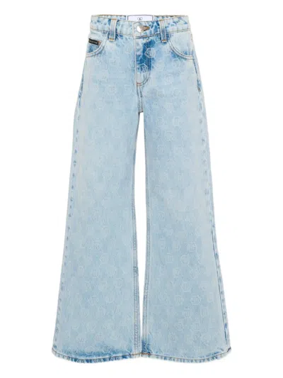 Philipp Plein Junior Kids' Logo-print Jeans In Blue