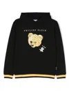 Philipp Plein Junior Logo-print Stripe-print Hoodie In Black