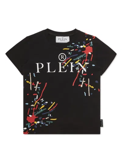 Philipp Plein Junior Kids' Logo-print T-shirt In 黑色