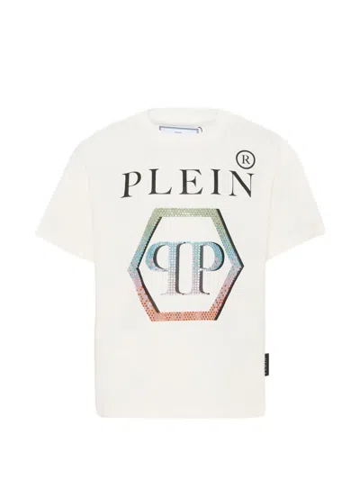 Philipp Plein Junior Kids' Logo-print T-shirt In Neutral