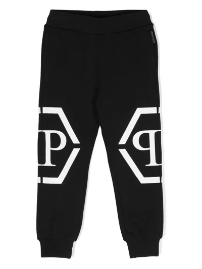 Philipp Plein Junior Kids' Logo-print Track Pants In Black