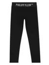Philipp Plein Junior Logo-studded Leggings In 黑色