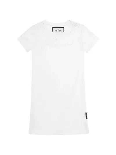 Philipp Plein Junior Kids' Logo-detail Short-sleeve Dress In White