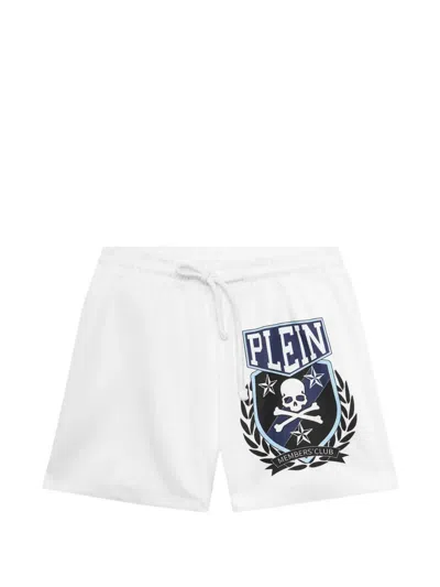 Philipp Plein Junior Kids' Logo-print Swim Trunks In White
