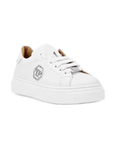 Philipp Plein Junior Low-top Leather Sneakers In White