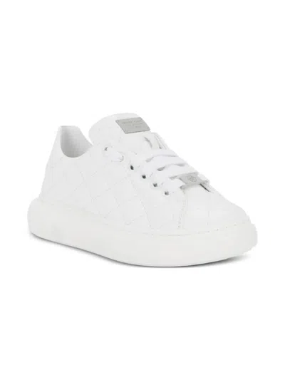 Philipp Plein Junior Kids' Matelassé Low-top Sneakers In White