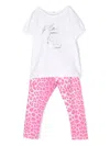 Philipp Plein Junior Metallic Cheetah-print Babygrow Set In Pink