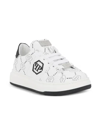 Philipp Plein Junior Kids' Monogram Low-top Sneakers In Multi