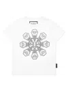 Philipp Plein Junior Monogram-studded T-shirt In 白色