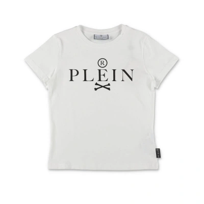 Philipp Plein Junior Kids' Philipp Plein T-shirt Bianca In Jersey Di Cotone Bambino In Bianco