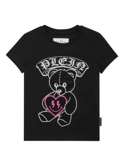 Philipp Plein Junior Kids' Pure Teddy Bear T-shirt In Black