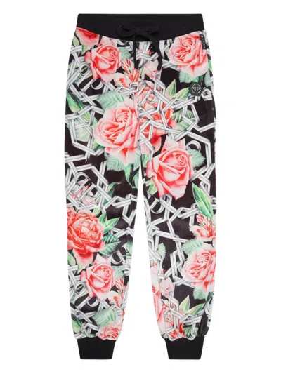 Philipp Plein Junior Kids' Roses Track Pants In Black