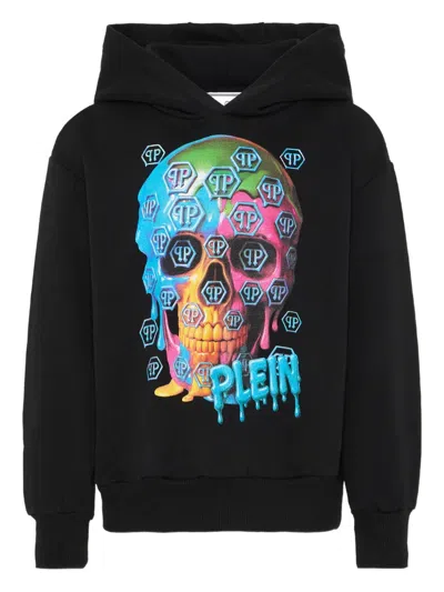 Philipp Plein Junior Kids' Skull-graphic Hoodie In Black
