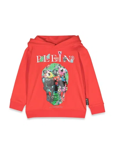 Philipp Plein Junior Teen Skull-print Jersey Hoodie In Red