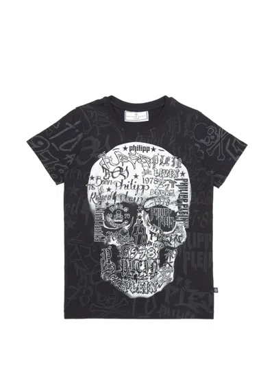Philipp Plein Junior Kids' Skull Logo T-shirt In Black