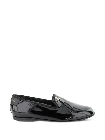 Philipp Plein Junior Kids' Skull Patent Loafers In Black