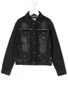Philipp Plein Junior Skull Print Denim Jacket In Black