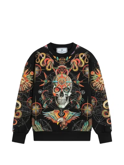 Philipp Plein Junior Kids' Skull Print Sweatshirt In Multi