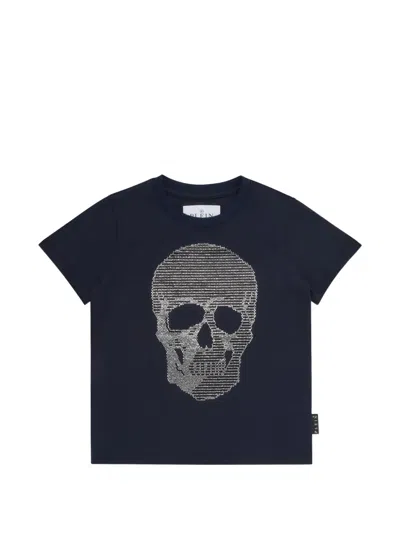 Philipp Plein Junior Kids' Skull T-shirt In Blue