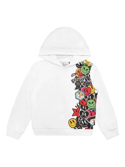 Philipp Plein Junior Kids' Smile-print Hoodie In 白色