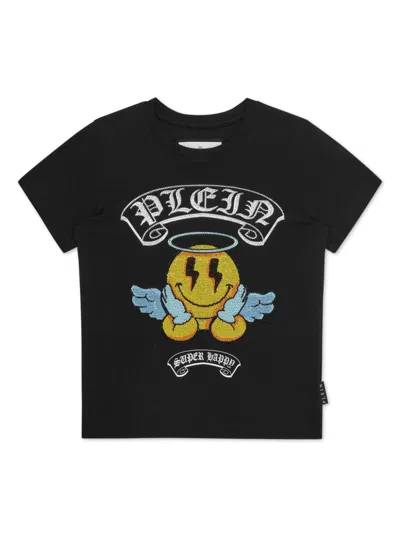Philipp Plein Junior Kids' Smile-print T-shirt In Black