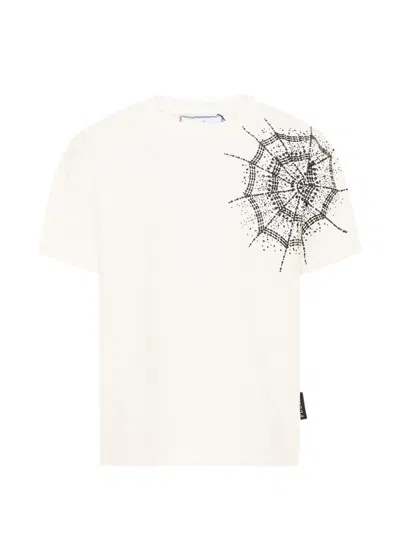 Philipp Plein Junior Kids' Spiderweb-print Logo-print T-shirt In Neutral