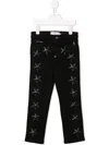 Philipp Plein Junior Super Straight Cut Starred Jeans In Grey