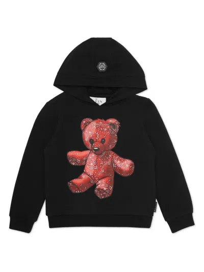 Philipp Plein Junior Kids' Teddy Bear-print Hoodie In Black