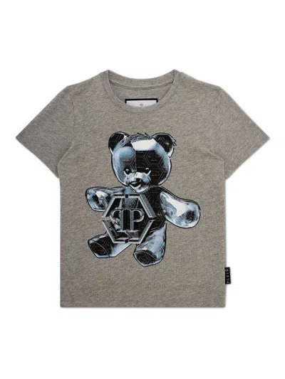 Philipp Plein Junior Kids' Teddy Bear T-shirt In Grey
