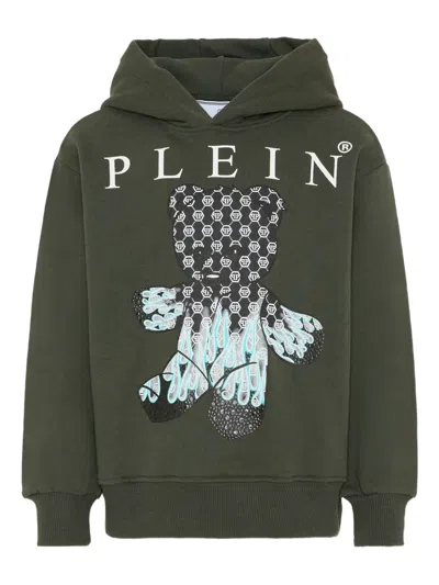 Philipp Plein Junior Kids' Teddy-graphic Hoodie In Green