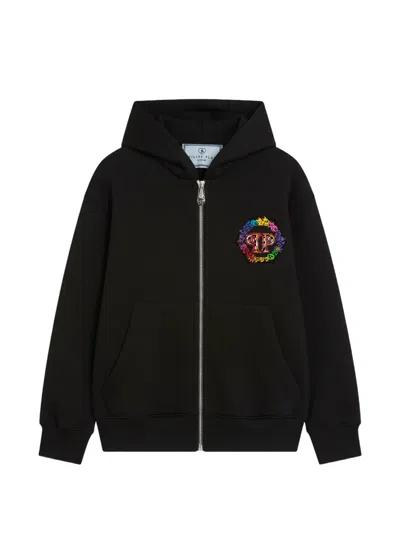 Philipp Plein Junior Kids' Zip Hoodie In Black