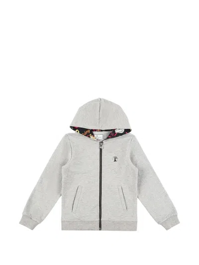 Philipp Plein Junior Kids' Zip Hoodie In Gray
