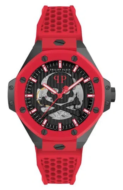 PHILIPP PLEIN PHILIPP PLEIN $KELETON ROYAL SILICONE STRAP WATCH, 46MM