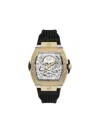 Philipp Plein Men's Automatic The $keleton Black Silicone Strap Watch 44mm In Gold Tone