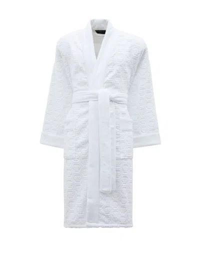 Philipp Plein Kimono Bathrobe Hexagon In White