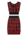 Philipp Plein Knit Compose Top+skirt Rock Band In Black