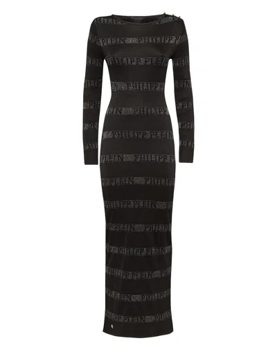 Philipp Plein Knit Day Dress Change In Black