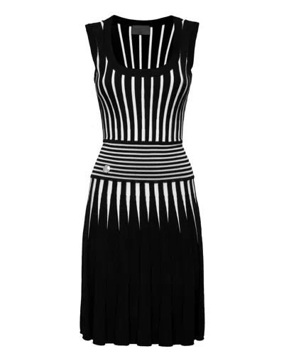 Philipp Plein Knit Dress Intarsia Stripes In Multi