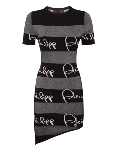 Philipp Plein Knit Dress Signature In Black