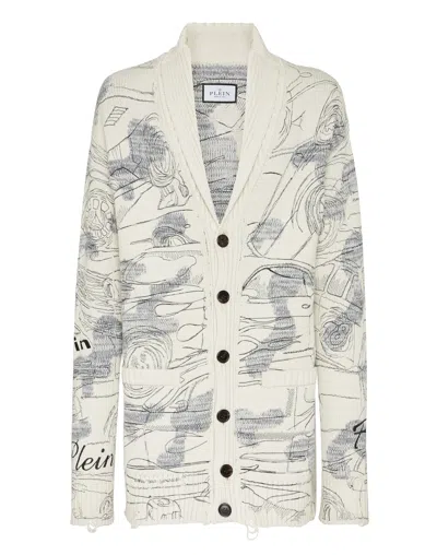 Philipp Plein Knitted Cardigan Ls Cars Racing In Multi