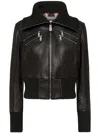 Philipp Plein Knitted-collar Zipped Leather Jacket In Black