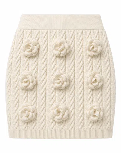 Philipp Plein Knitted Mini Skirt Roses In Neutral